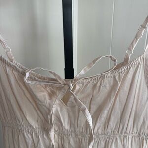 Sim & Sam Ecru Tie Front Milkmaid Poplin Midi Dress Cotton Womens M NWT